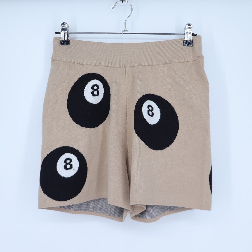 Dressed in Lala The Future Is Now Sweater Shorts Tan 8 Ball Graphic Women's S